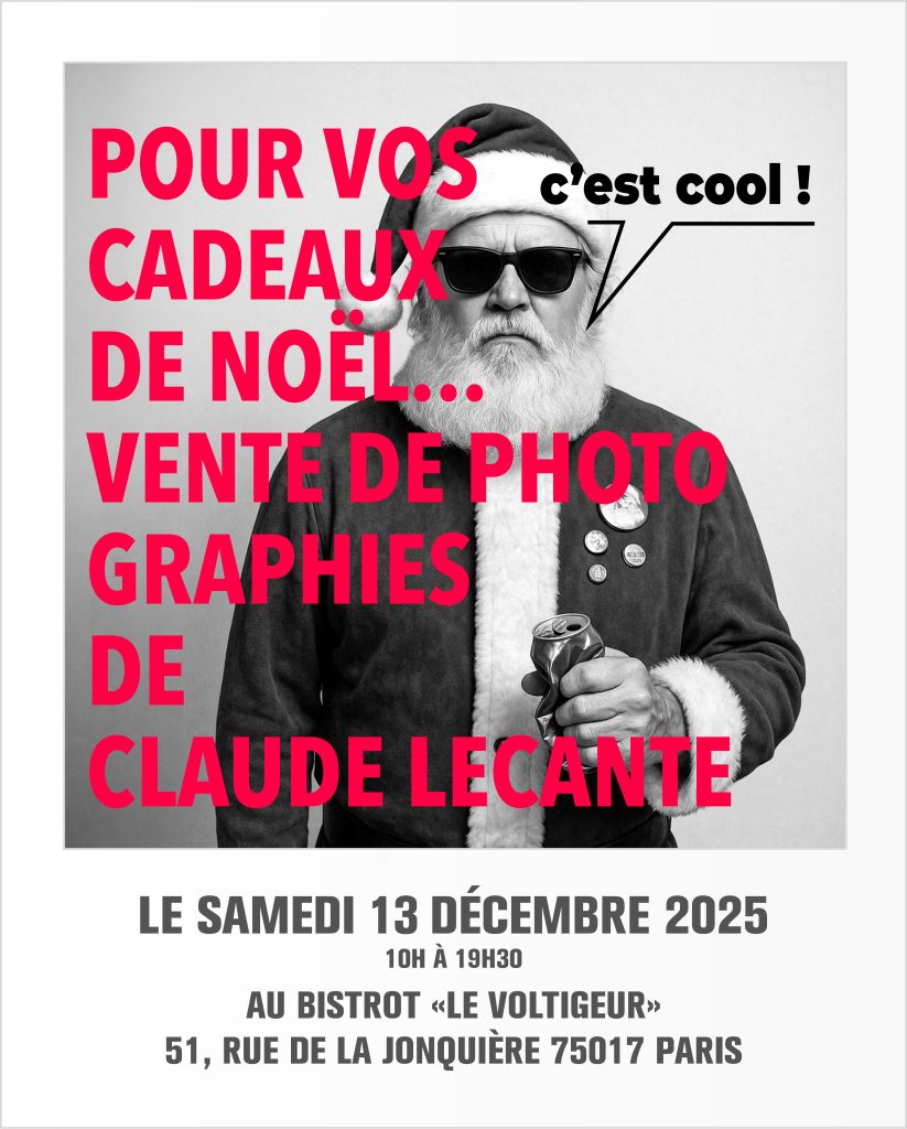 Vente de Noël des photographies de Claude Lecante dans le bar Le Voltigeur à Paris rue de la Jonquière, Paris 17.